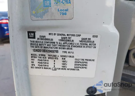 2002 Chevrolet Trailblazer Ls z USA, uszkodzony, nr VIN 1GNDS13SX22409765